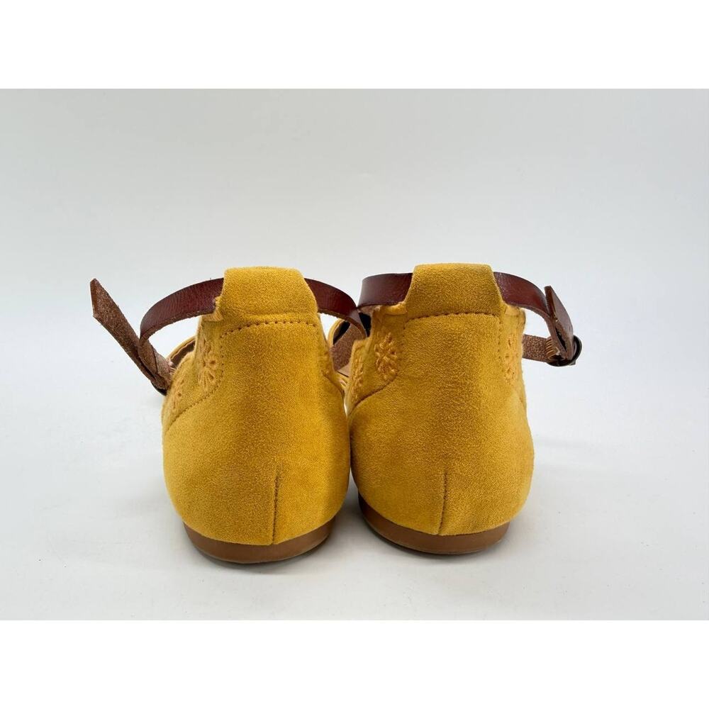Torrid Women's Size 11W Mustard Yellow Embroidered Ankle Tie Pointed Flats - Picture 7 of 10